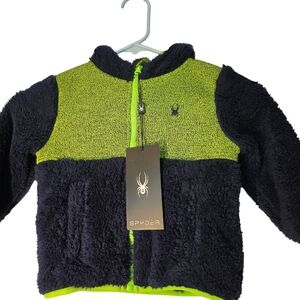 Spyder Toddler Fleece Jacket With A Hood Toddler Blue And Green 24 Months NEW